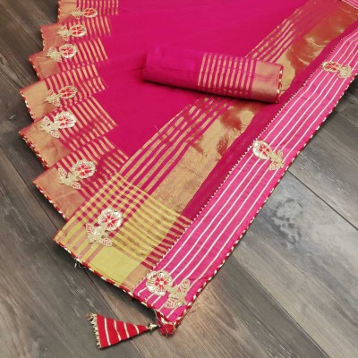 Kanooda Prints Self Design Kota Doria Net Saree(Multicolor)