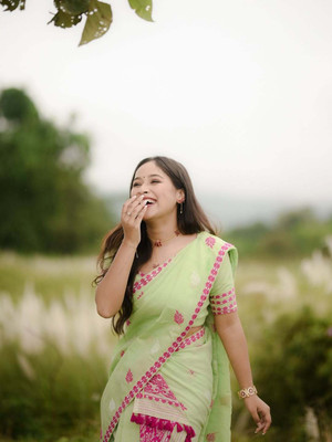 Ramani brothers Woven Mekhela Chador Pure Silk Saree(Multicolor)