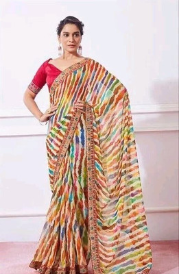 TEN R Digital Print Bollywood Georgette Saree(Multicolor)
