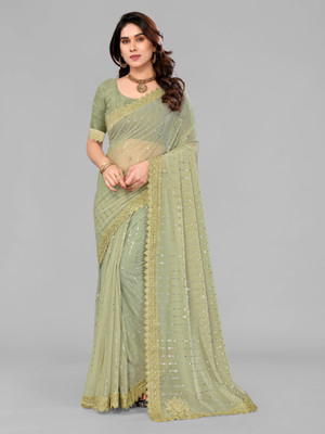 miracletex Digital Print Daily Wear Lycra Blend Saree(Green)