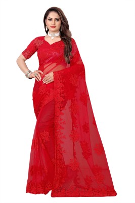 NIYANTAKSH Embroidered Bollywood Net Saree(Red)