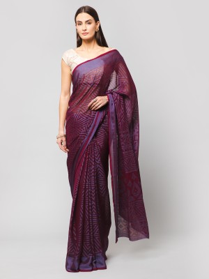 Winza Designer Printed, Geometric Print Daily Wear Chiffon, Brasso Saree(Magenta)