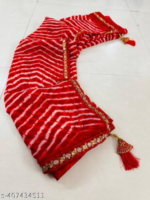 HouseOfCommon Printed Daily Wear Georgette Saree(Red)