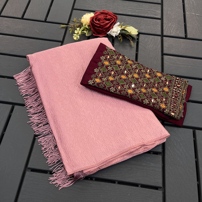 Tradivibe Solid/Plain Bollywood Satin Saree(Maroon)