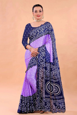 NEGRONI Printed Daily Wear Cotton Silk Saree(Purple, Dark Blue)