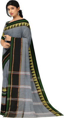 saree star Self Design Handloom Pure Cotton Saree(Grey)