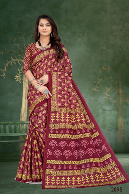 K SALIYA ENTERPRISE Printed Daily Wear Pure Cotton Saree(Multicolor)