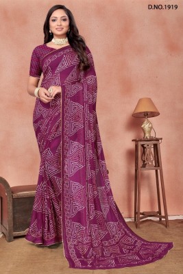 EMV Printed Bollywood Brasso, Chiffon Saree(Magenta)