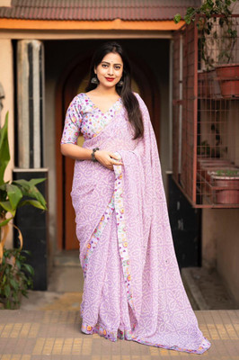 DARYANI SHREE Printed Bollywood Georgette Saree(Purple)