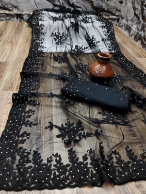 NIYANTAKSH Embroidered Bollywood Net Saree(Black)