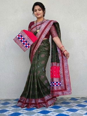 hima fashion Woven Sambalpuri Cotton Blend Saree(Multicolor)