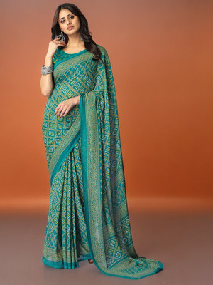 Leelavati Printed Daily Wear Georgette Saree(Green)