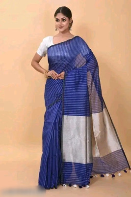 Ramkrishna Creation Woven Handloom Cotton Silk Saree(Blue)