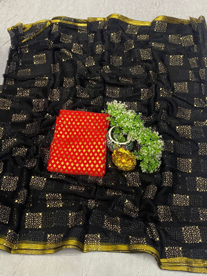 mamtasaree Embellished Daily Wear Net, Chiffon Saree(Black)
