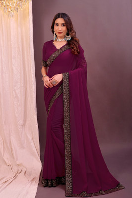 Suali Embellished Bollywood Georgette Saree(Purple)
