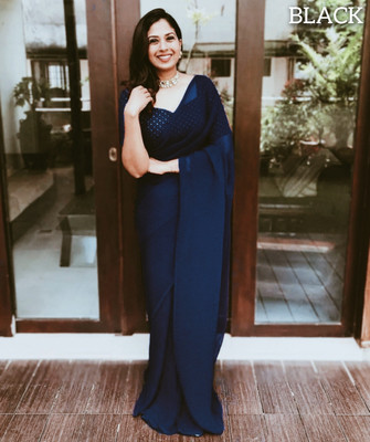 RK Creation Embroidered Kota Doria Georgette Saree(Blue)