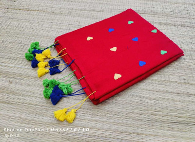 KISHORI PUNJABI MAHAL Embroidered Handloom Cotton Blend Saree(White, Multicolor)