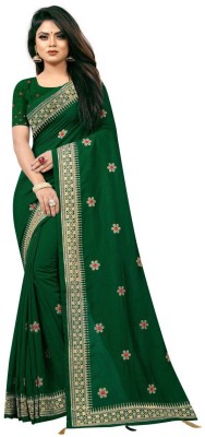 GPSFASHION Embroidered Bollywood Silk Blend Saree(Dark Green)