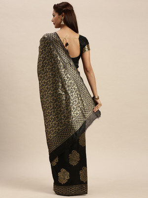 Sangria Woven Banarasi Silk Blend Saree(Black)
