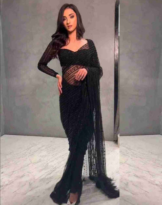 SIRIL Embellished, Embroidered Bollywood Net Saree(Black)