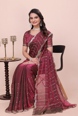 K 5 FASHION Embellished Bollywood Jimmy choo Saree(Pink)