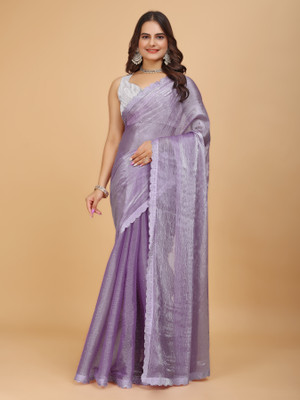 Shilpa Fashion Self Design Bollywood Organza Saree(Purple)