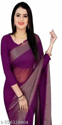Amavii Solid/Plain Bollywood Chiffon Saree(Pack of 2, Purple)
