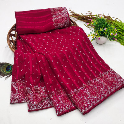 SOJITRA IMPEX Embellished Kanjivaram Georgette Saree(Red)