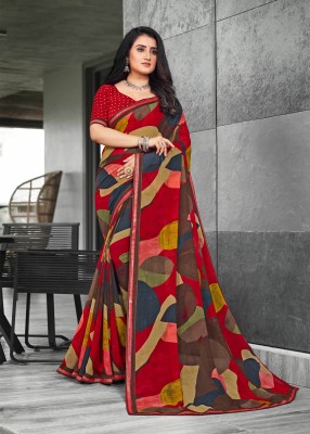 Laxmipati Sarees Printed Bollywood Georgette Saree(Multicolor)