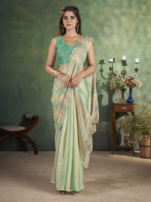 RekhaManiyar Printed Bollywood Silk Blend Saree(Green)