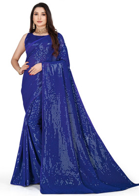 Clemira Embellished Bollywood Georgette Saree(Blue)