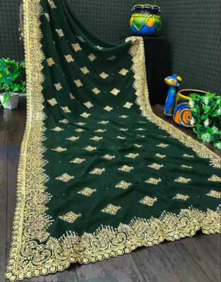 Keshva fashion Self Design Bollywood Art Silk Saree(Green)