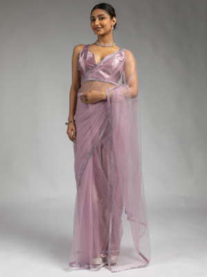 Divastri Embellished Bollywood Net Saree(Purple)