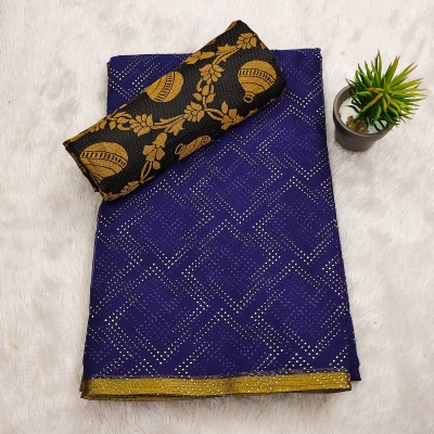 Aadishakti Fashion Embellished Daily Wear Chiffon Saree(Dark Blue)