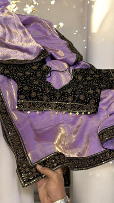 SHREE BHERUNATH FASHION Self Design Bollywood Jimmy choo Saree(Gold)