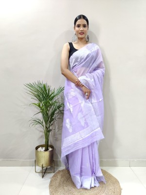 Julee Self Design Banarasi Cotton Silk Saree(Purple)