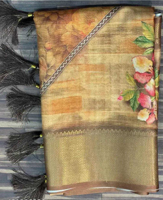 SHRINATHJI Self Design, Digital Print Daily Wear Cotton Silk, Dupion Silk Saree(Brown)