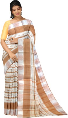 Bikash Dutta Fashion Self Design Tant Pure Cotton Saree(Red, White)