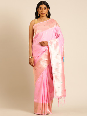 Tasrika Woven Paithani Pure Silk Saree(Pink)