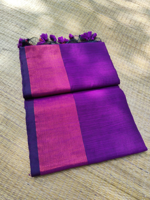 Laxmi Textile Woven Handloom Cotton Linen Saree(Magenta)