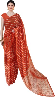 JAIPURI BLOCK PRINT Printed Daily Wear Pure Cotton Saree(Orange)