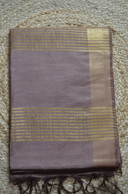MRIKA Solid/Plain Bhagalpuri Handloom Viscose Rayon Saree(Brown)