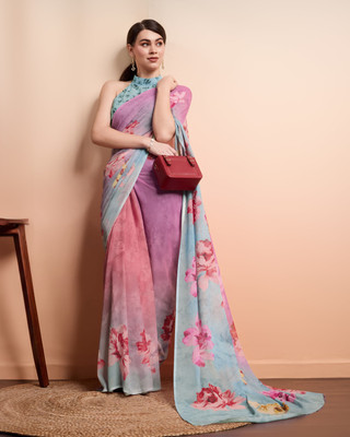 Rachna Digital Print Daily Wear Georgette Saree(Pink)