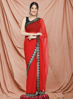 NIRMOHIFASHION Self Design Bollywood Georgette Saree(Red)