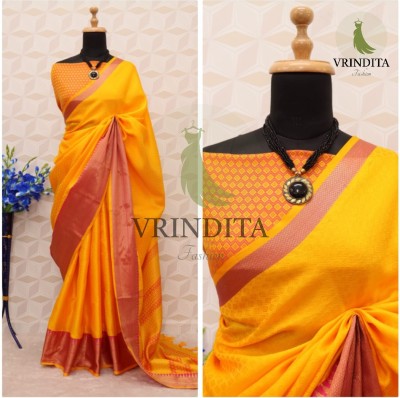 VRINDITA FASHION Woven Narayanpet Jacquard Saree(Yellow)