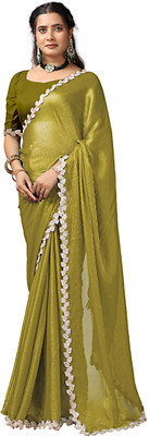 Virendra Textiles Self Design Bollywood Satin Saree(Green)