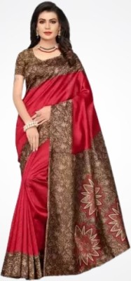 Silkbazar Printed Mysore Pure Silk Saree(Red)