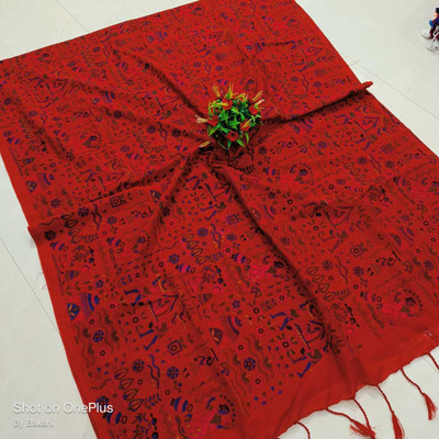 NAMITASAREES Printed Handloom Pure Cotton Saree(Red)