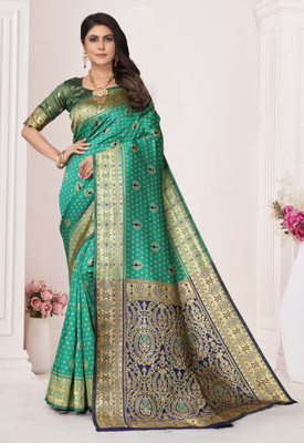 Shopwell Woven Patola Cotton Silk, Jacquard Saree(Multicolor)