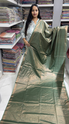 MOHEY DESI Woven Bhagalpuri Silk Blend Saree(Dark Green)
